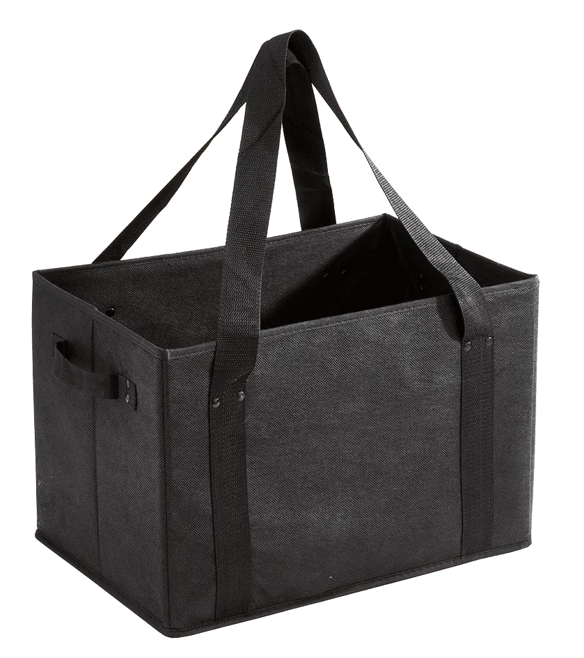 17" x 11" x 10.5" Foldable Black Box Bag with Handles, QTY 4