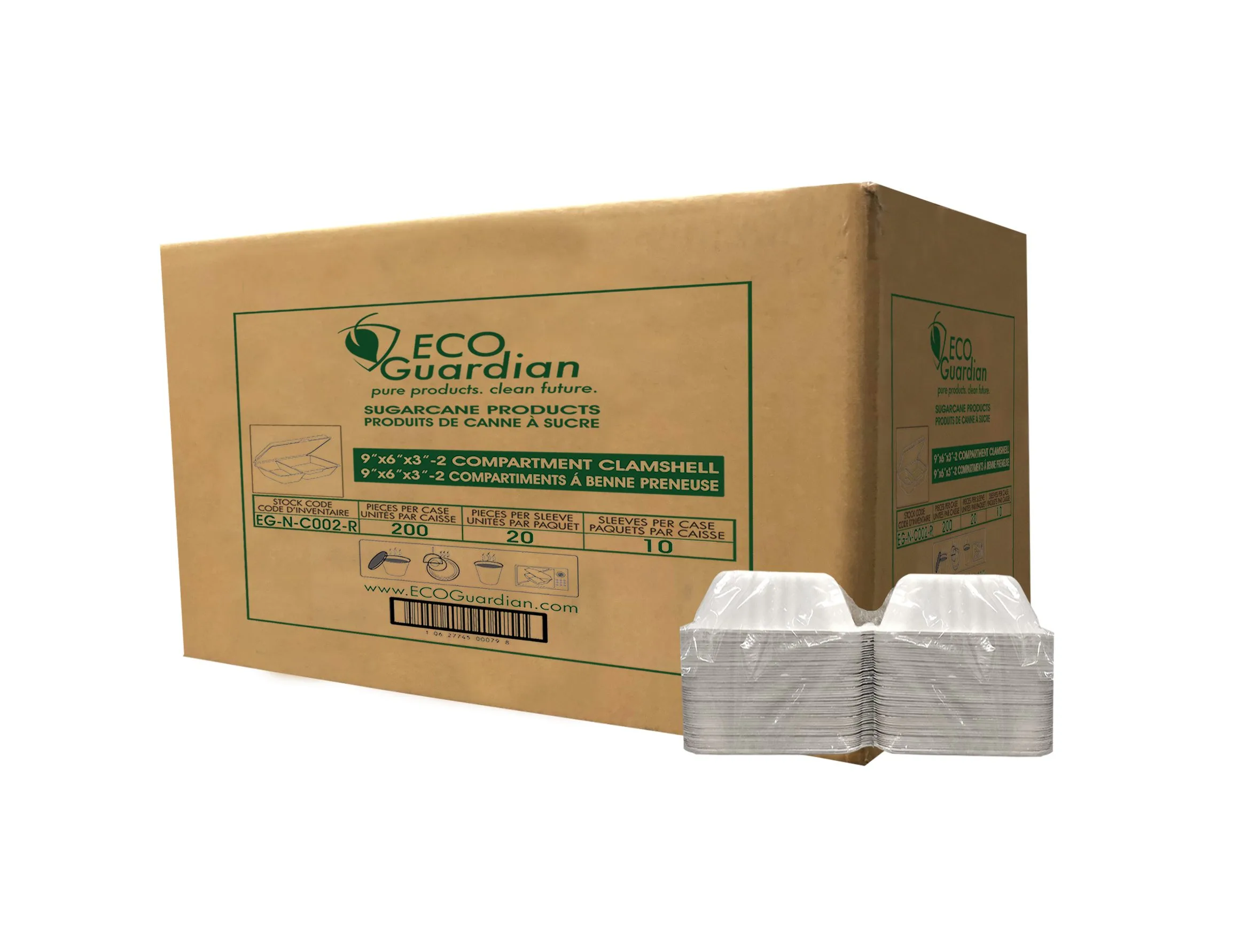 9" x 6" x 3" 2 Compartment Fibre Hinged Lid Container - Image 5