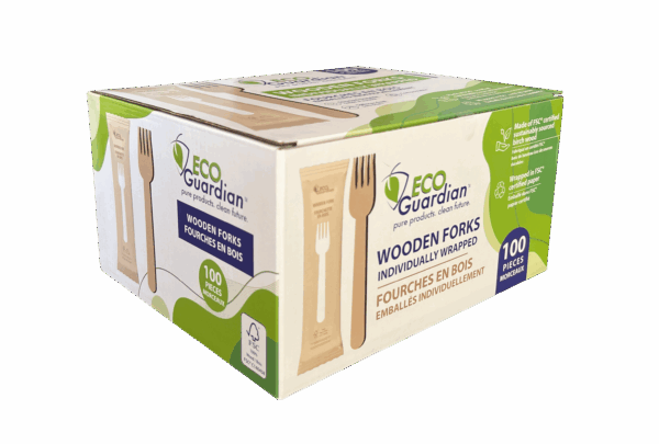 6.25″ Wooden Fork, Individually Wrapped, Compostable Wood, Qty 100 - Image 3