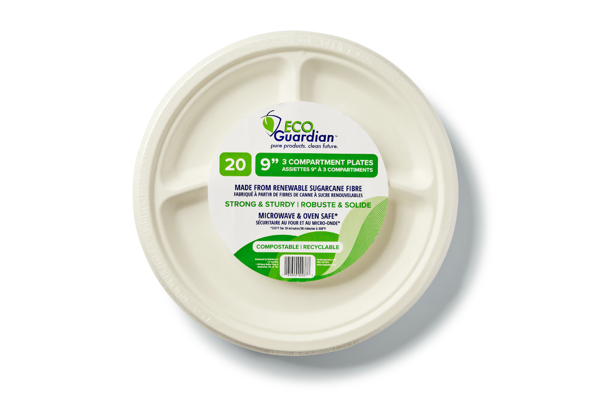 Eco Guardian 9" 3-compartment plates