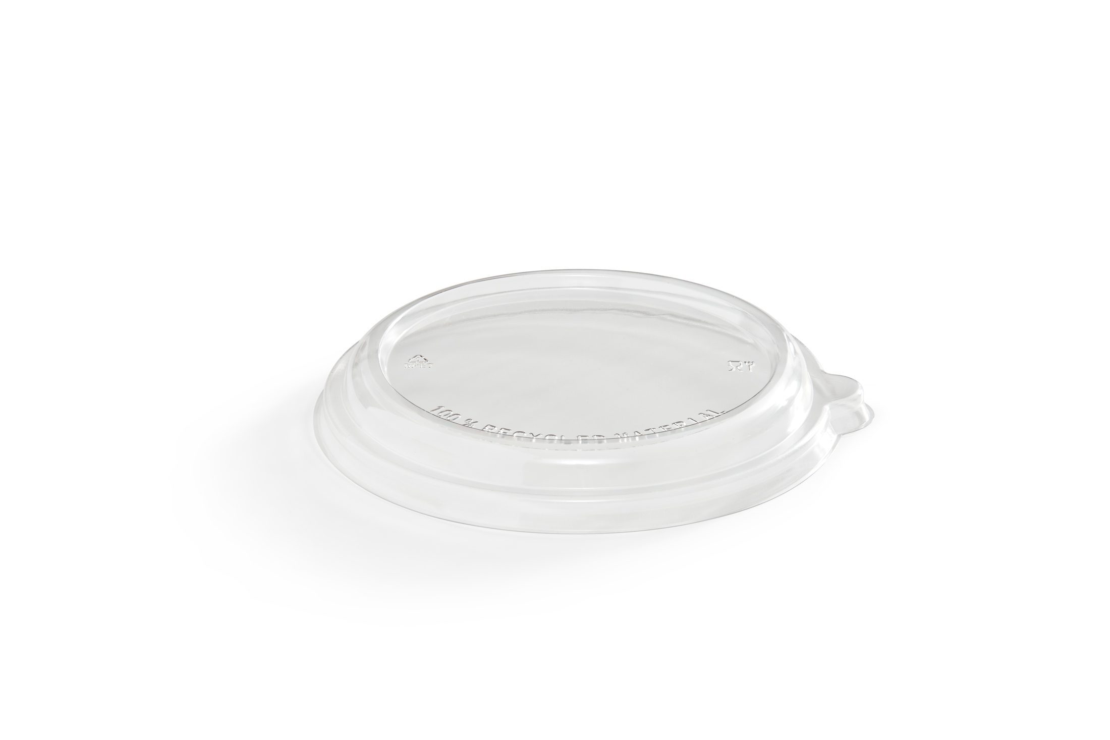 32 oz Clear, Low Dome, PET Lid for Round Fibre Container
