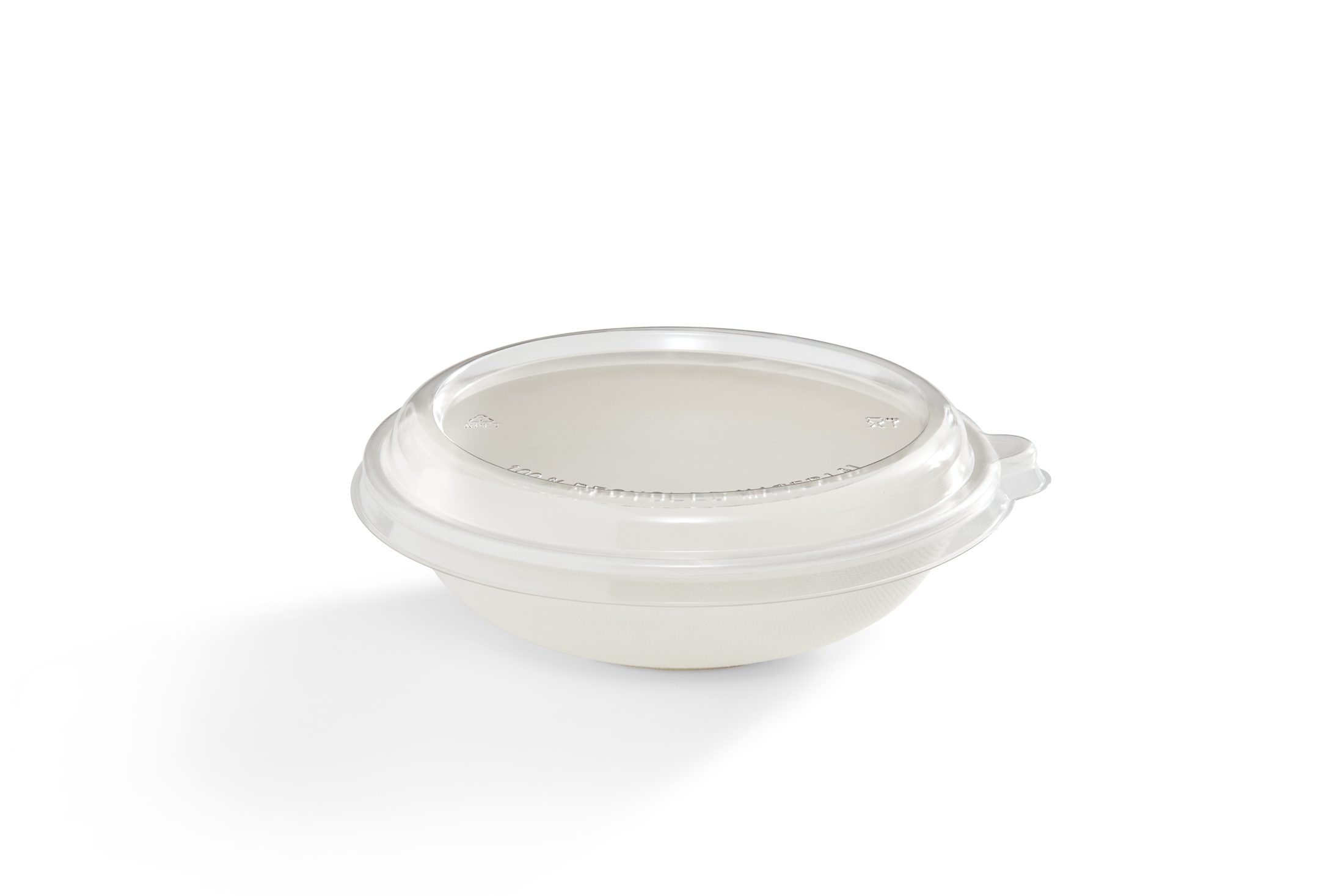 32 oz Clear, Low Dome, PET Lid for Round Fibre Container
