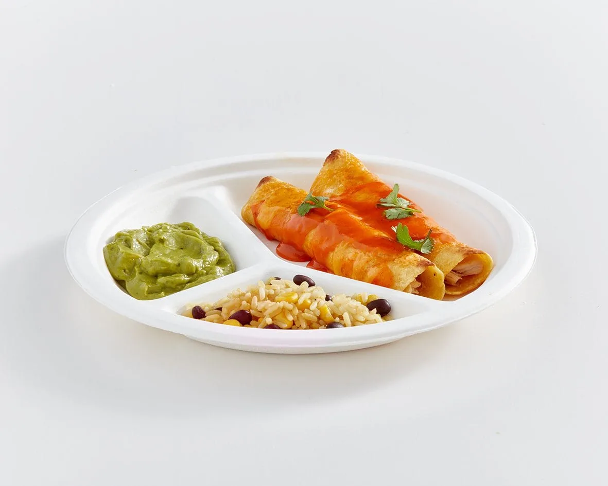 10" Round Fibre 3-Compartment Compostable Plate - Image 2