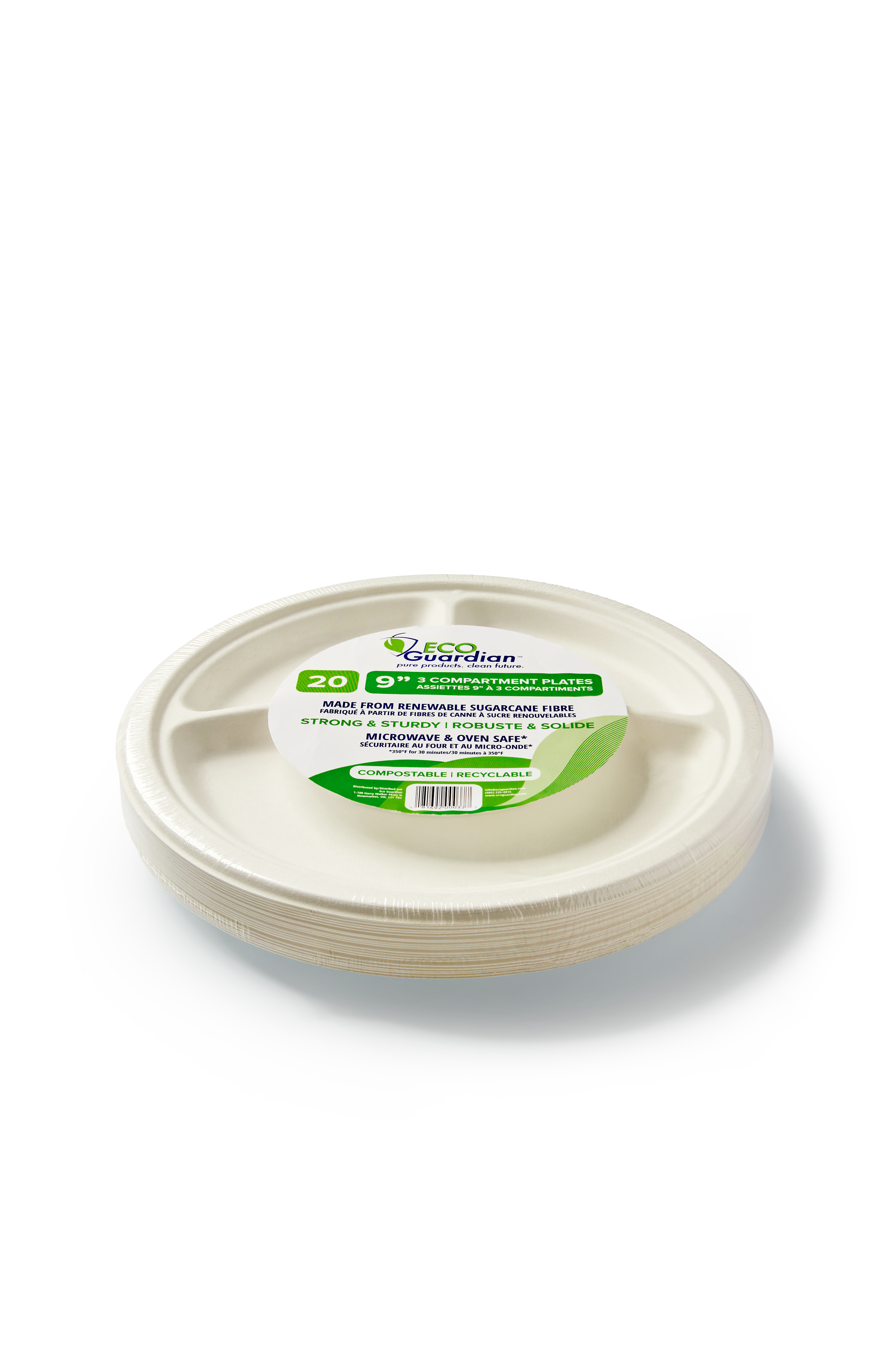 9" Round 3-Comp Fibre Plates, 20 Piece Retail Pack - Image 3