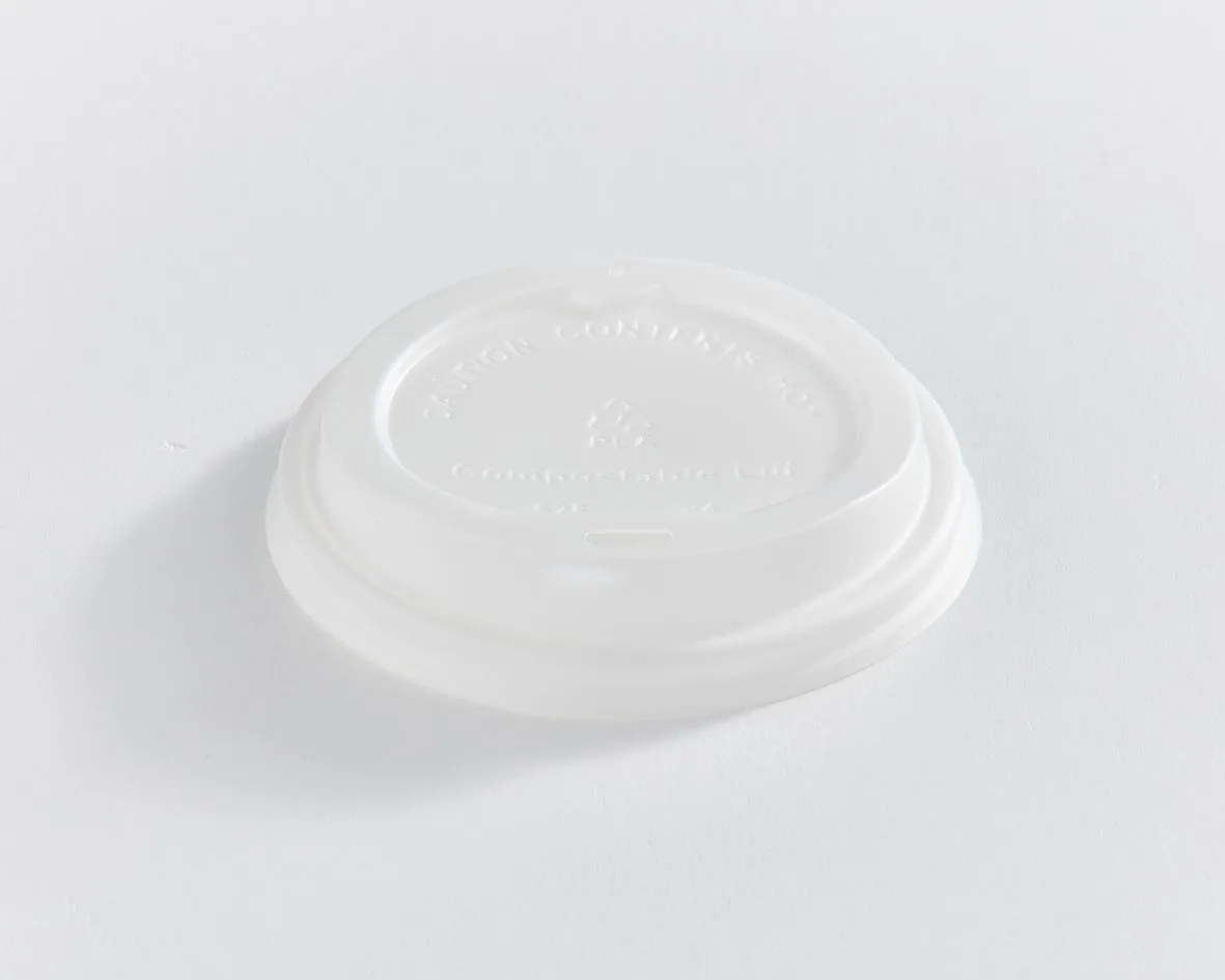 CPLA Lid for 10-20 oz Paper Cups, Compostable, Qty 50