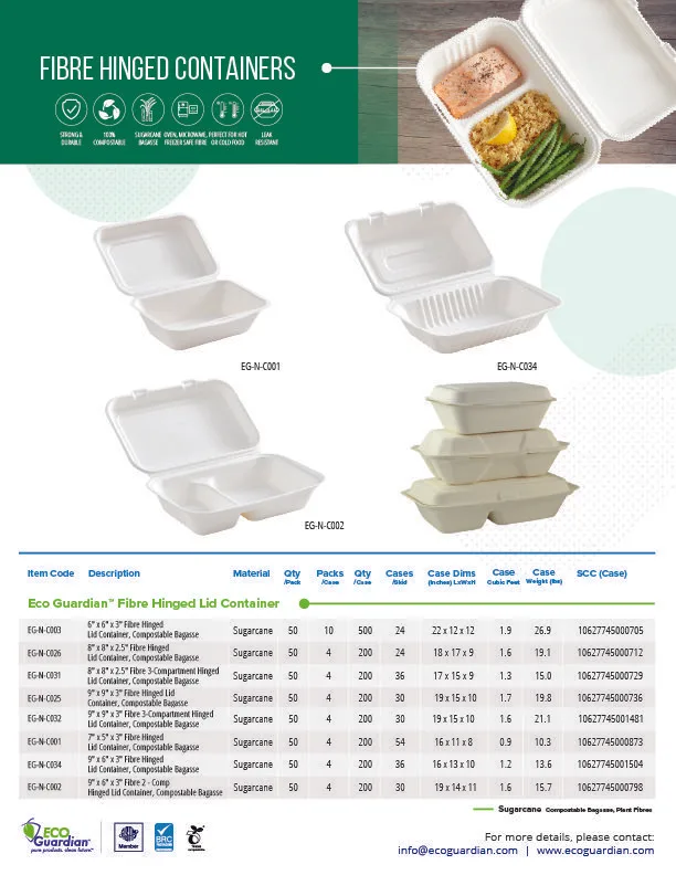 6" x 6" x 3" Fibre Hinged Lid Container - Image 4
