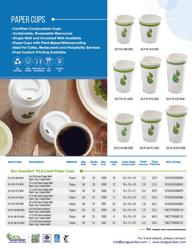 12 oz PLA-Lined Single Wall Paper Cup, Compostable, Qty 50 - Image 5