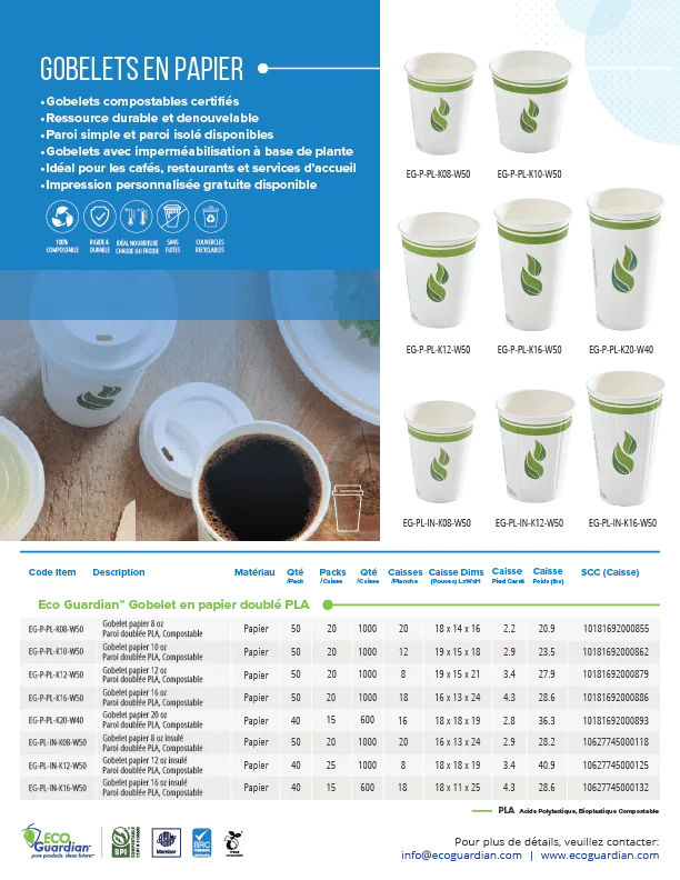 12 oz PLA-Lined Single Wall Paper Cup, Compostable, Qty 50 - Image 7