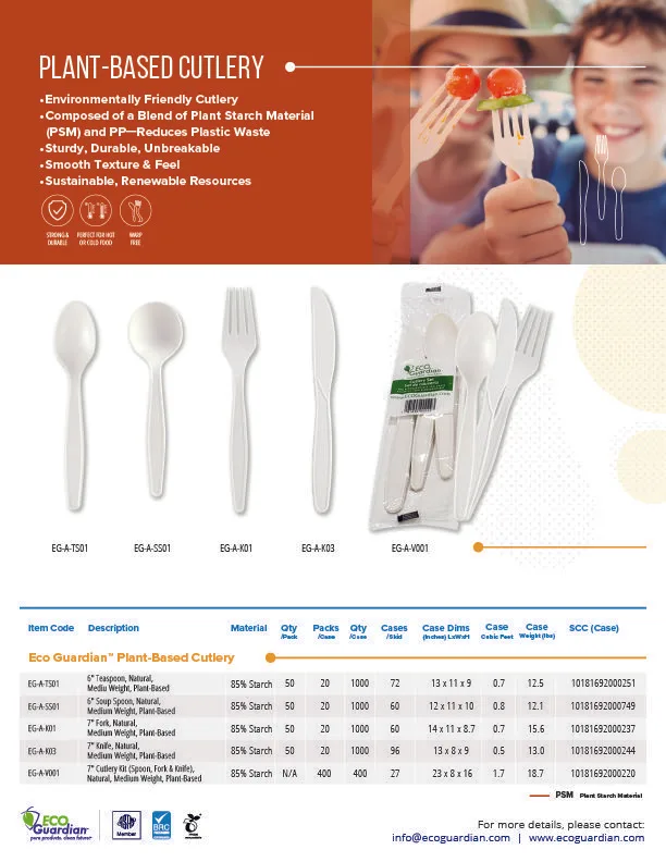7" Plant-Based Cutlery Set - Image 2