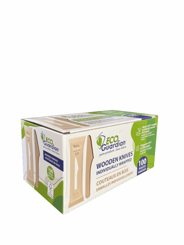 6.5" Wooden Knife, Individually Wrapped, Compostable, Qty 100 - FSC 100% Certified - Image 5