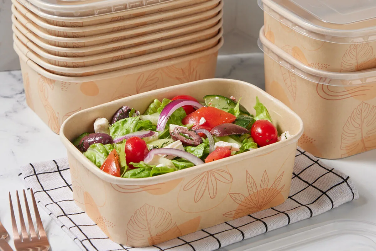 Forest Collection / 32 oz PLA-Lined Rectangular Bamboo Bowl / Compostable, Qty 50 Containers - Image 2