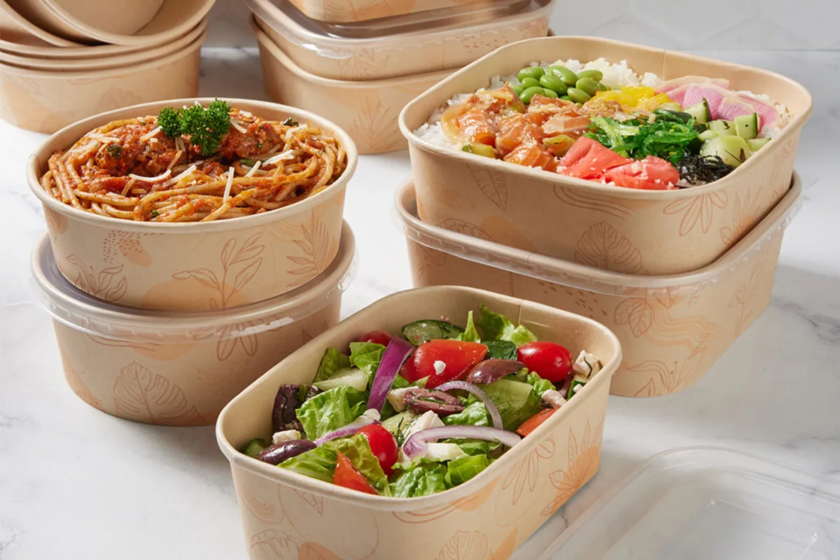 Forest Collection / 32 oz PLA-Lined Rectangular Bamboo Bowl / Compostable, Qty 50 Containers - Image 3