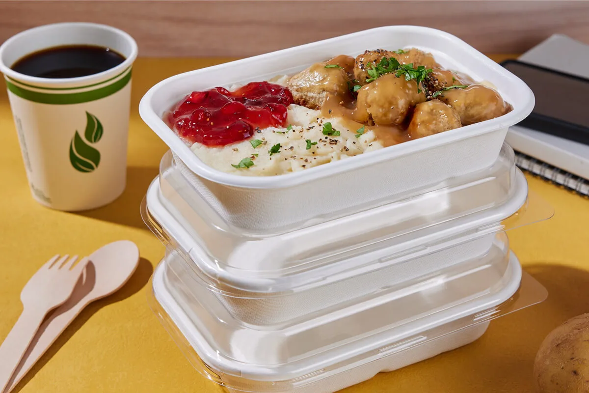 PLA-Lined 22 oz Oval Fibre Tray, Compostable Bagasse - Image 3